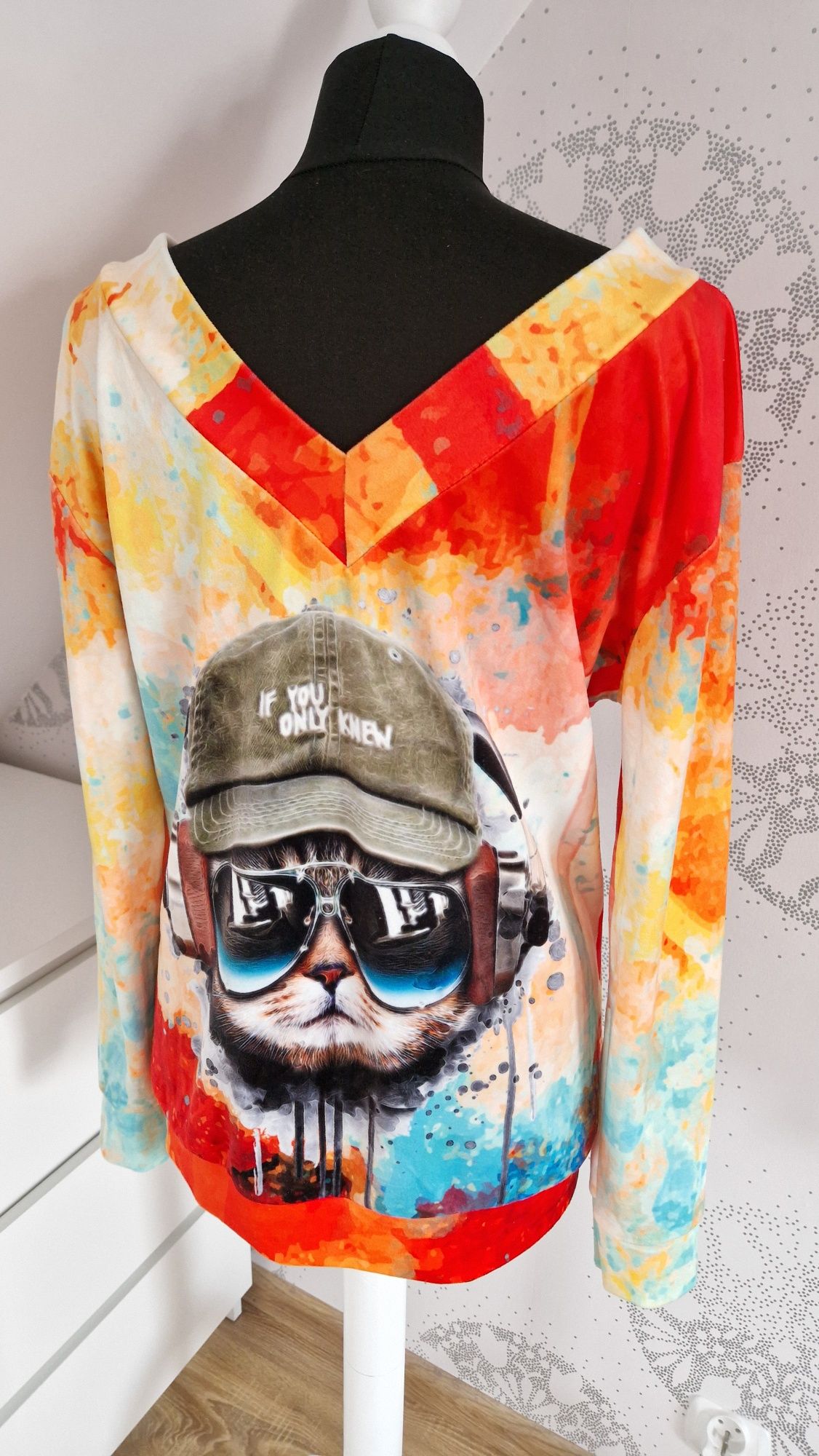 Bluza aksamitna Kot multicolor