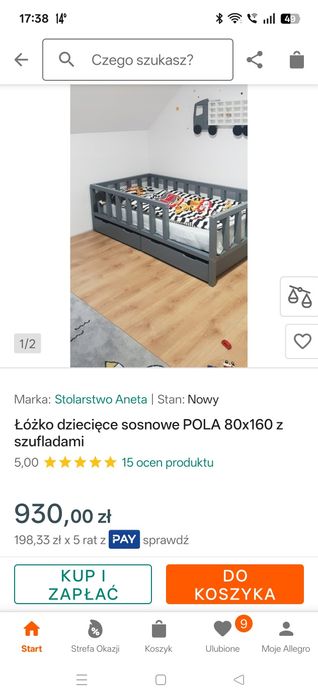 Łóżko dziecięce sosnowe 80x160 z szufladami