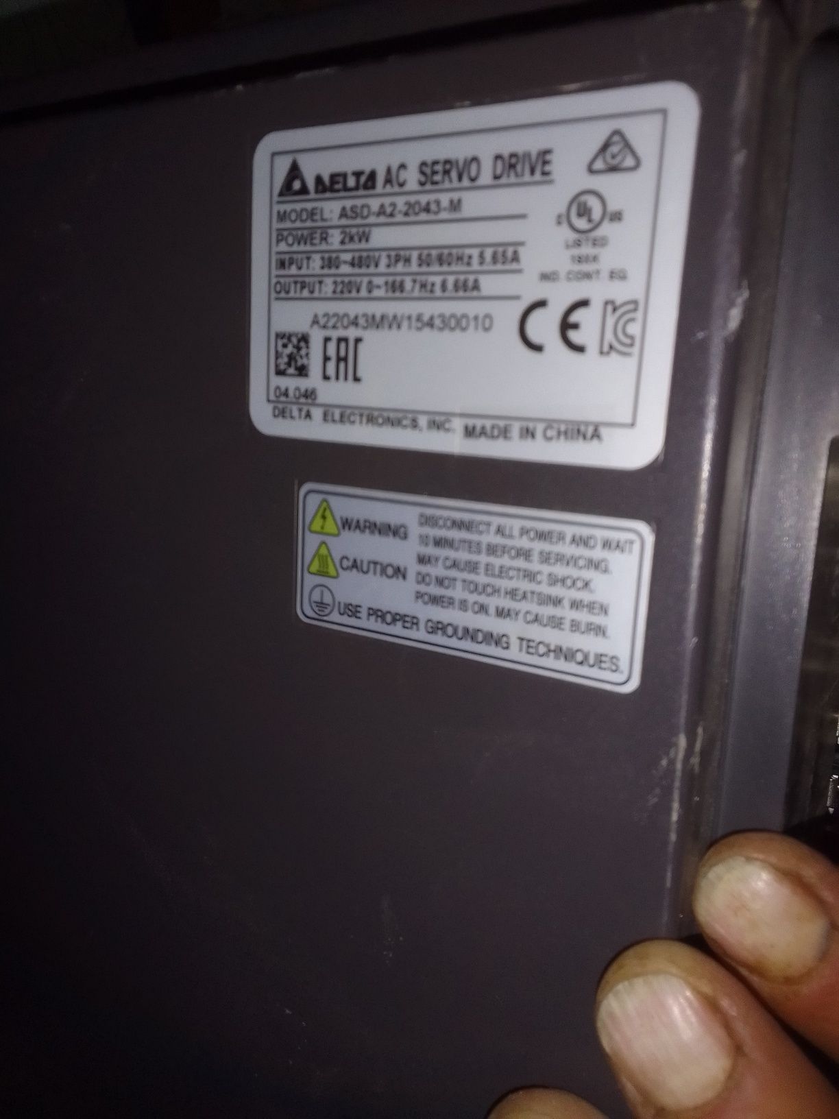 Delta servo asd a2 2043m серводрайвер для чпу