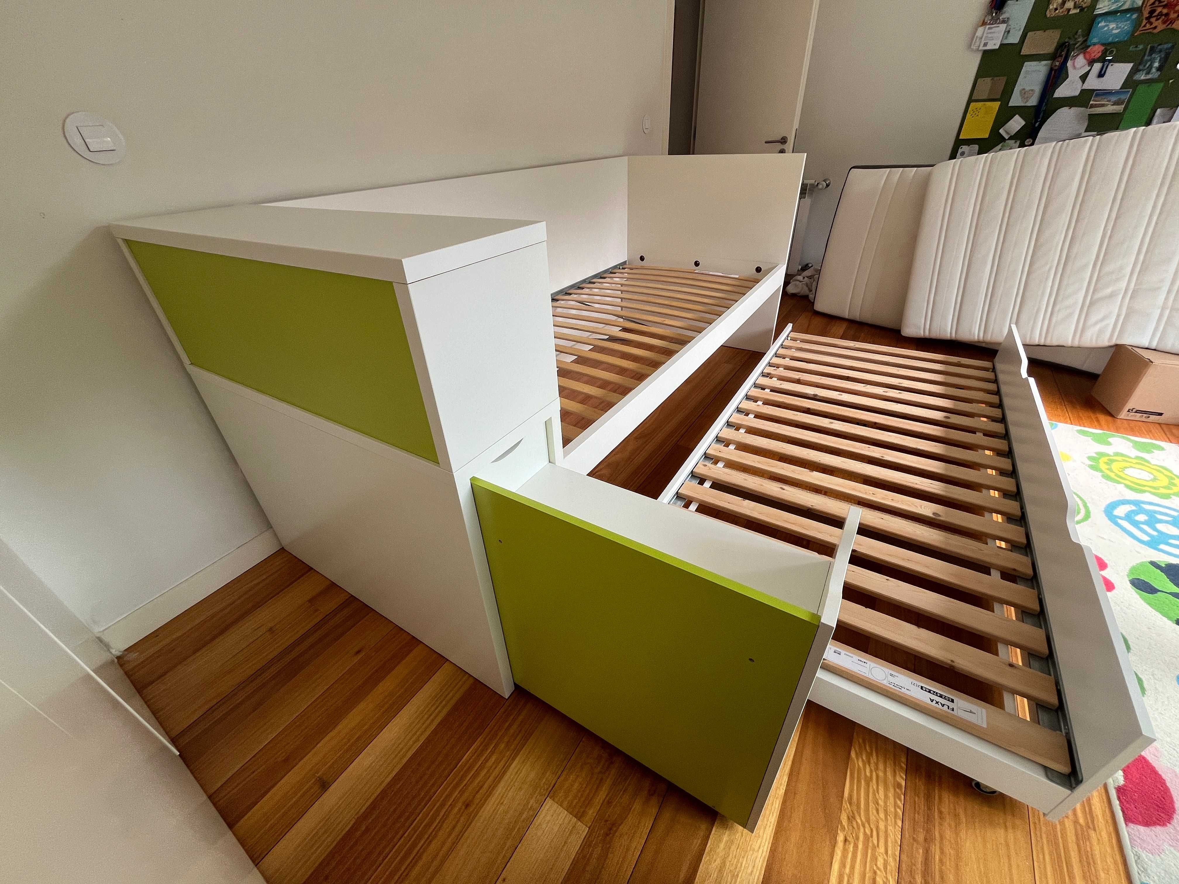 Cama 90x200cm com gavetão e cabeceira FLAXA IKEA