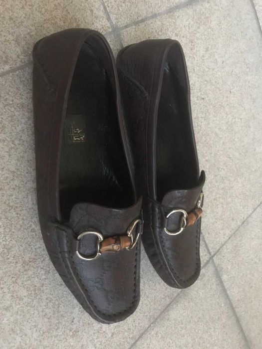 Gucci Leather Bamboo Mokasyny