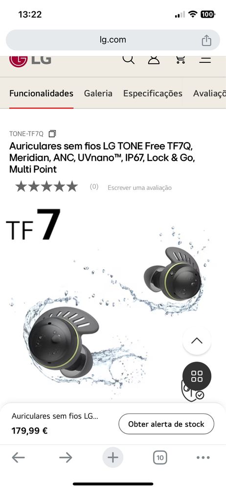 Auriculares lg tone TF7Q fit earbuds