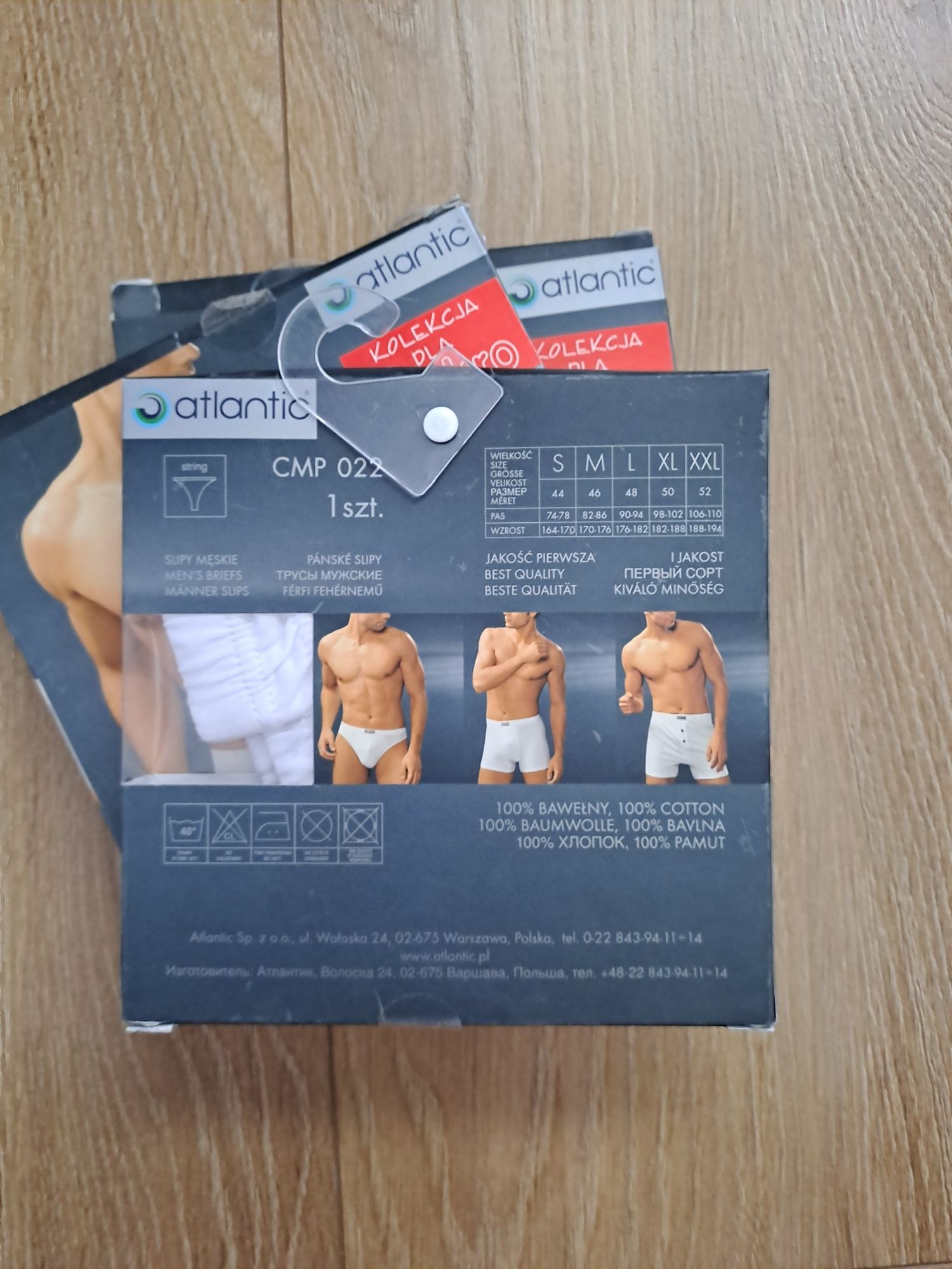 2+1 Stringi męskie Atlantic, rozmiar S, 3PACK, bawełna