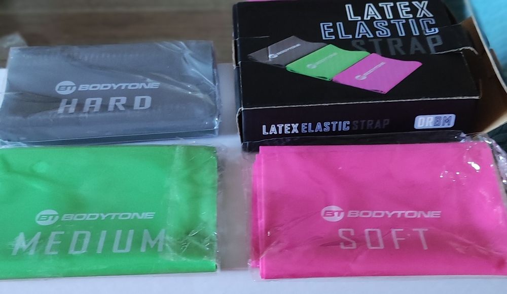 3 Fitas latex para exercicio, com 3 graus de dificuldade