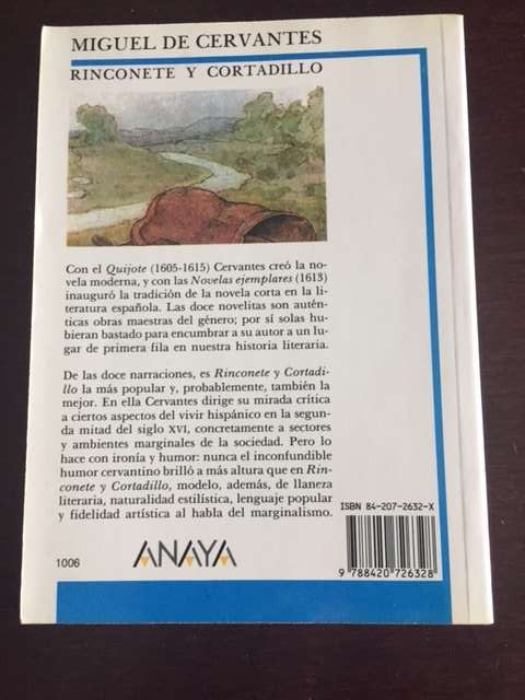 Livro "Rinconete y Cortadillo" de Miguel de Cervantes (em espanhol)