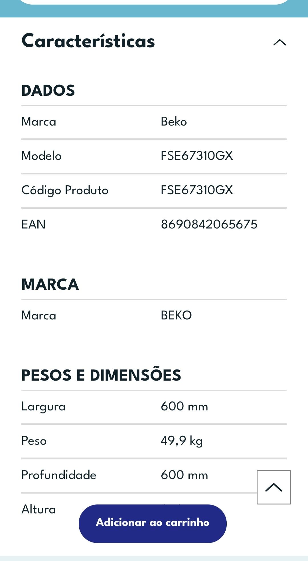 Fogão Beko 100% eléctrico