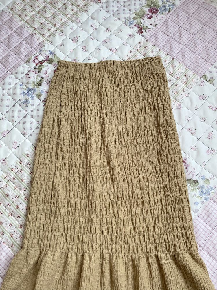 Beżowa spódnica midi XS 34 gina tricot basic