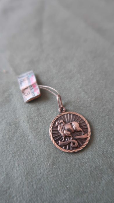 Srebro 925 zawieszka medalik baran okrągła wisiorek