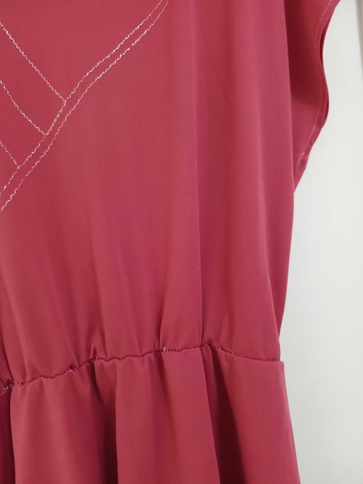 czerwona powojenna sukienka długa letnia z czasów prlu z lat 60tych 38