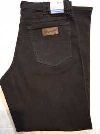 Wrangler Texas Authentic Straight Nowe czarne spodnie jeansy W38 L32