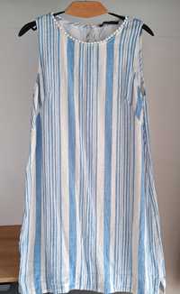 Брендовое легкое полосатое  платье marks Spenser. Лен