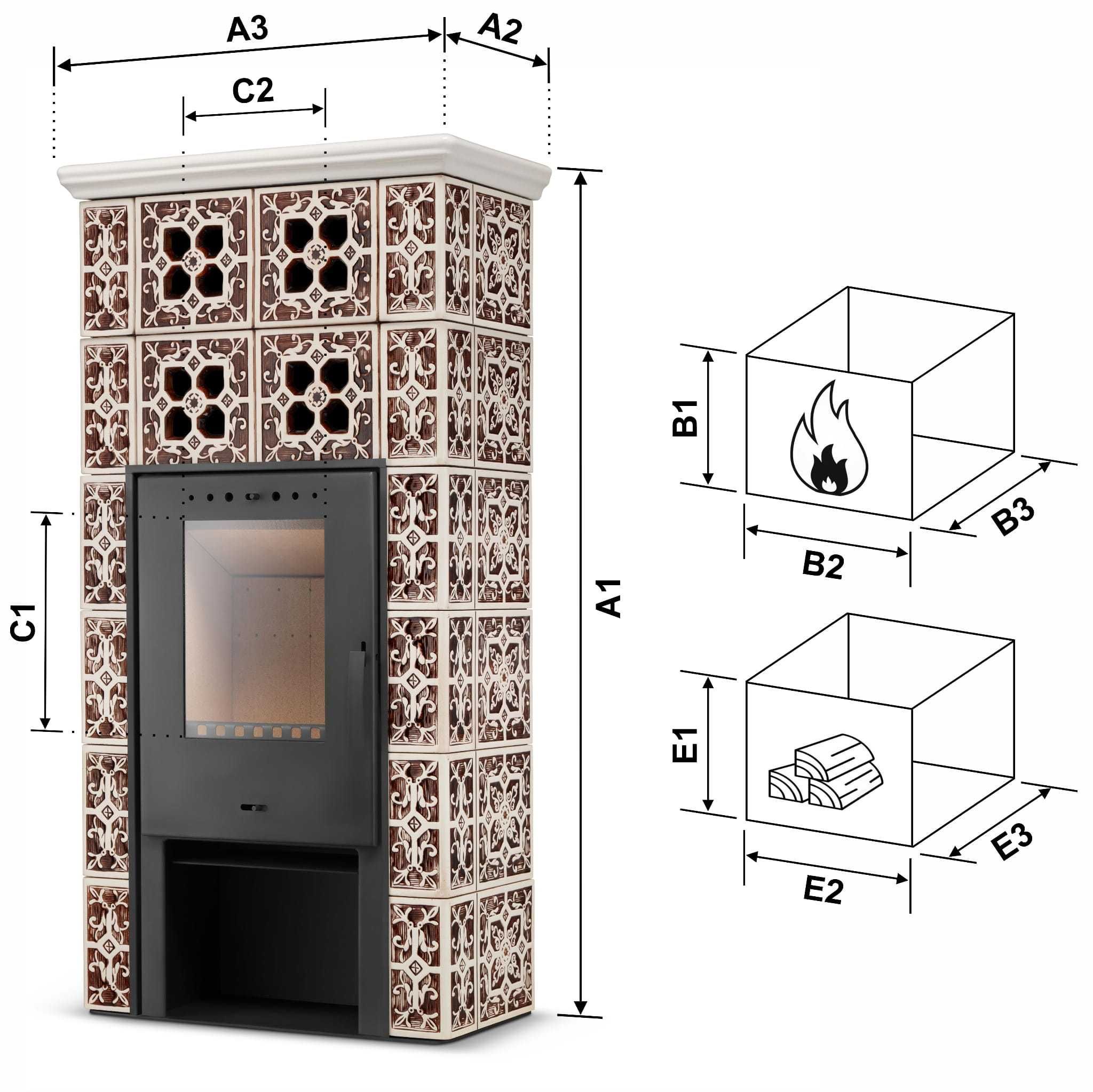 Piec kominek kaflowy wolnostojący koza GRANDE II 10 kW