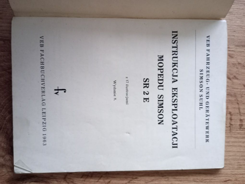 Książka Instrukcja eksploatacji do Mopedu Simson 1963 rok