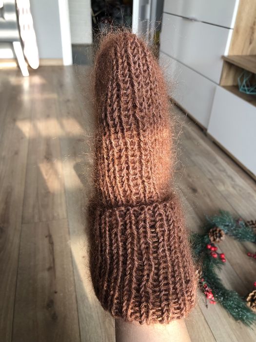 Czapka na drutach handmade alpaka i moher