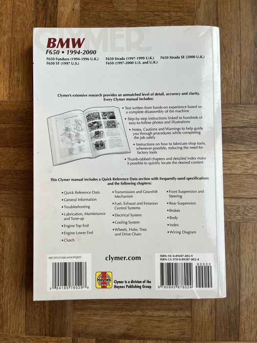 BMW F650 - Manual de manutenção / oficina (Clymer/Haynes)