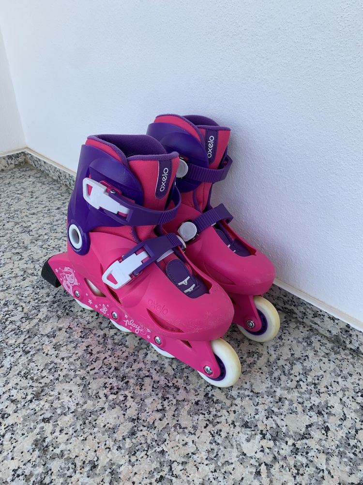 Patins linha 32/34 menina Oxelo decathlon rosa criança