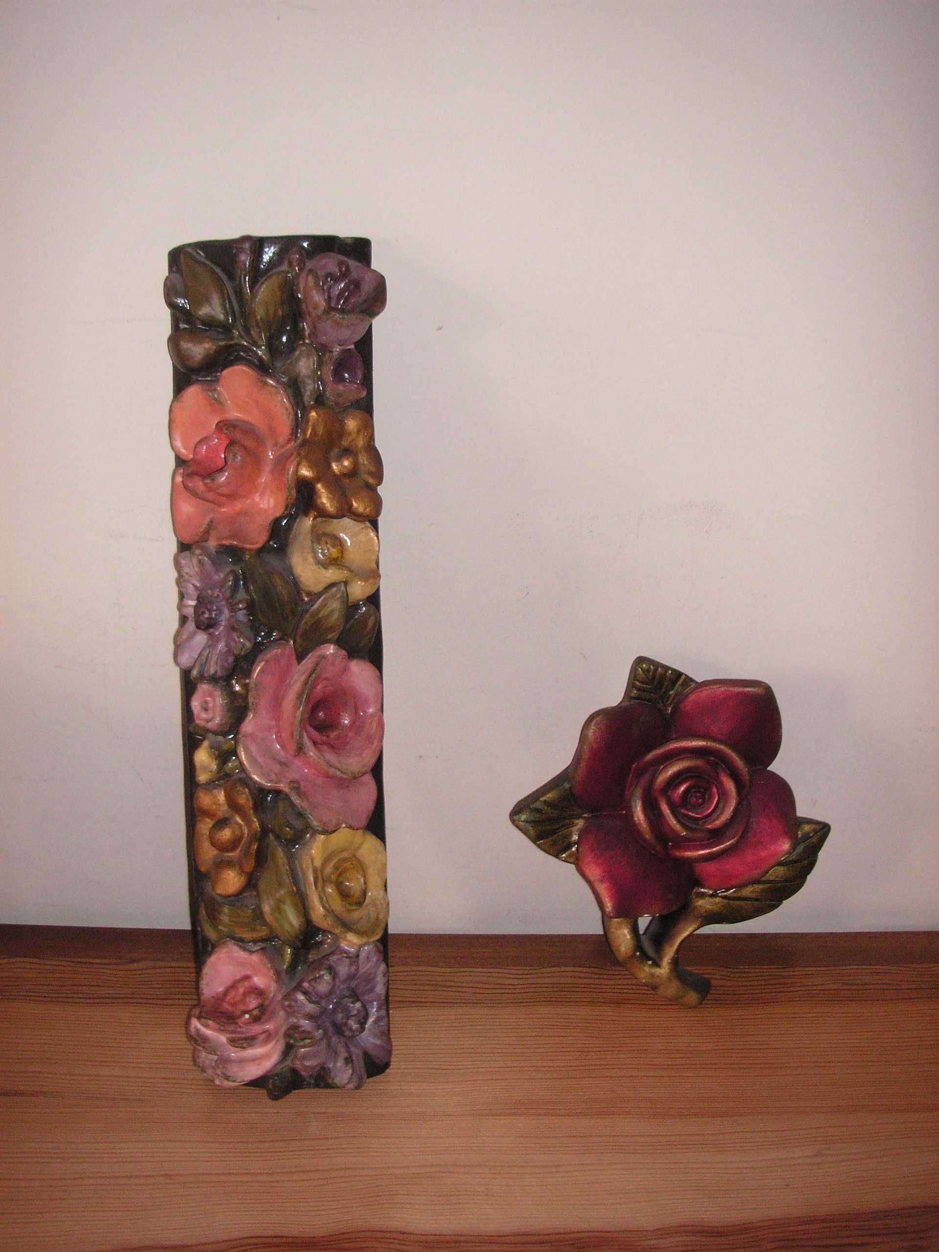 Barra com Flores e Rosa Pintadas à Mão - Antigo