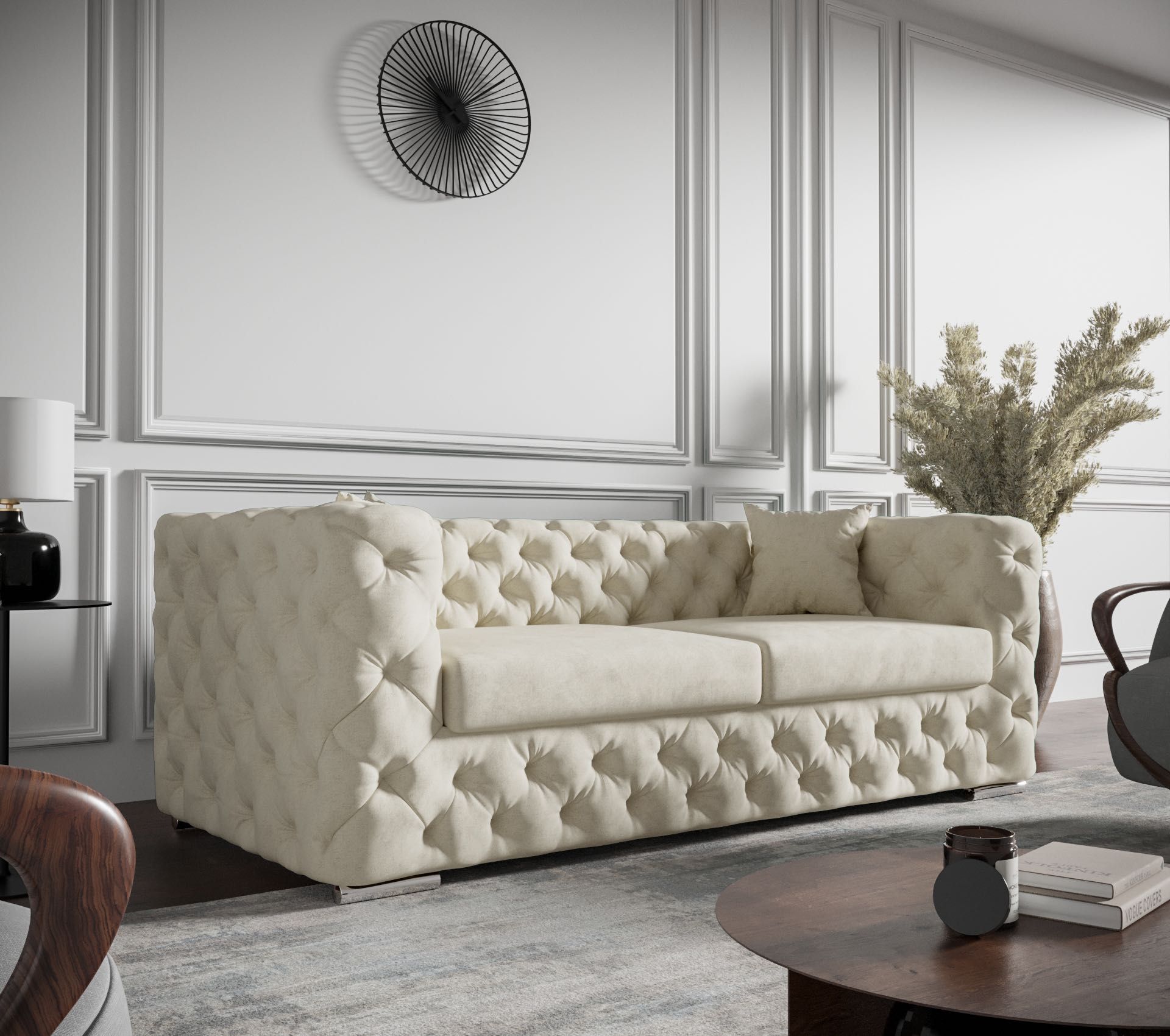 Sofa Kanapa Chesterfield Rozkładana Stelaż Belgijski