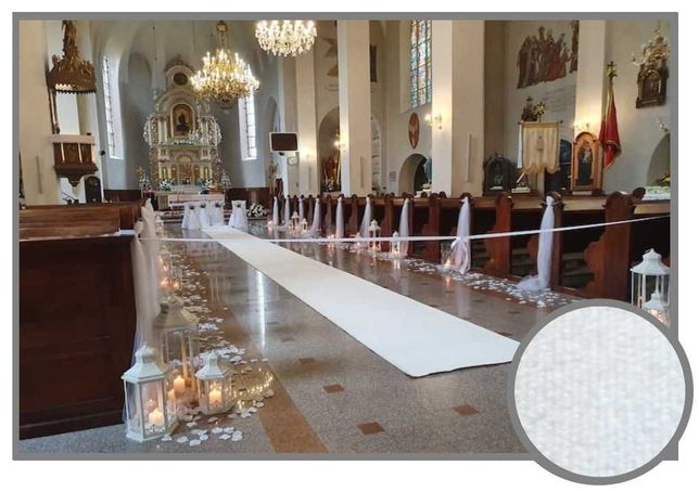 Wykładzina dywan chodnik na ślub kościół śnieżnobiała 1,5m
