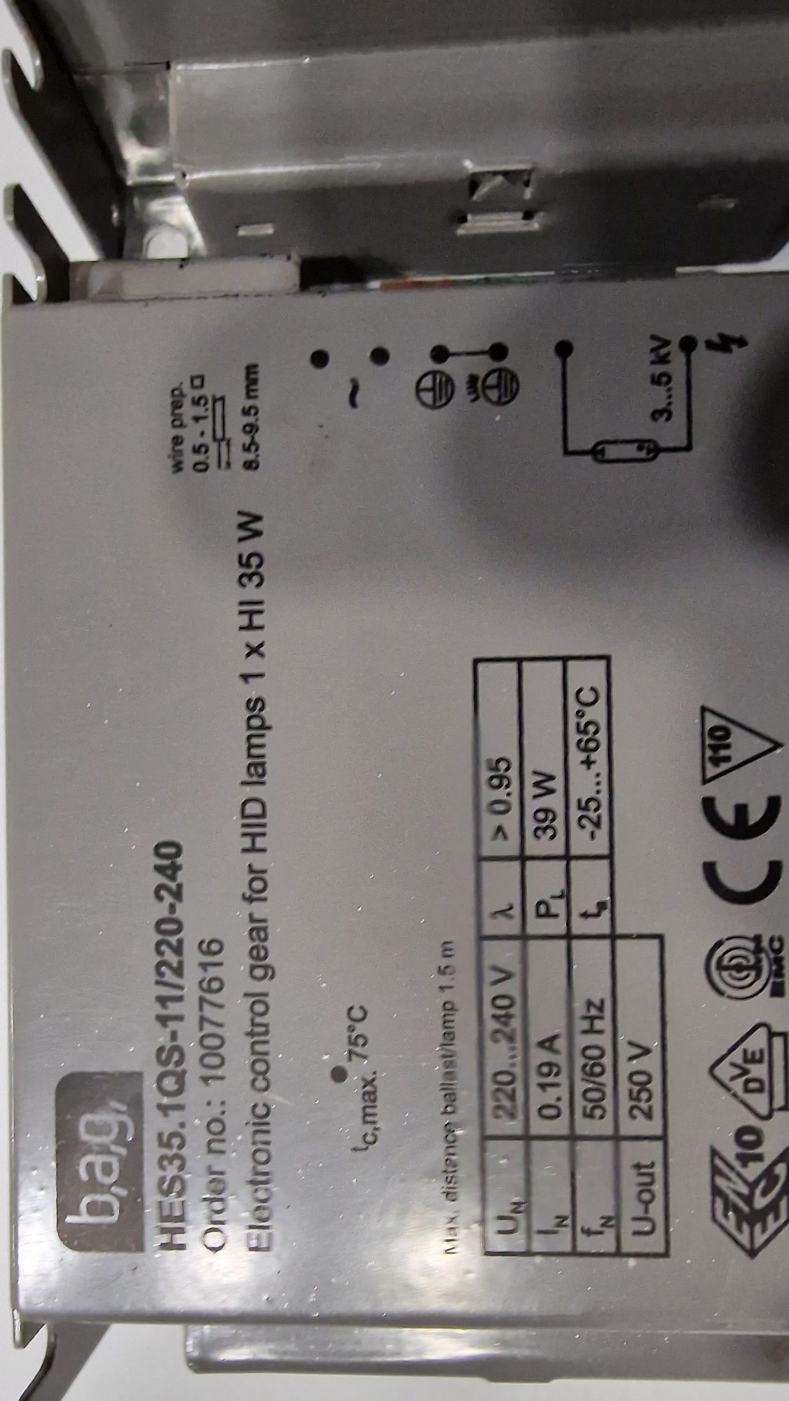 HES35 elektroniczny sterownik ciągu metahalogen 3x