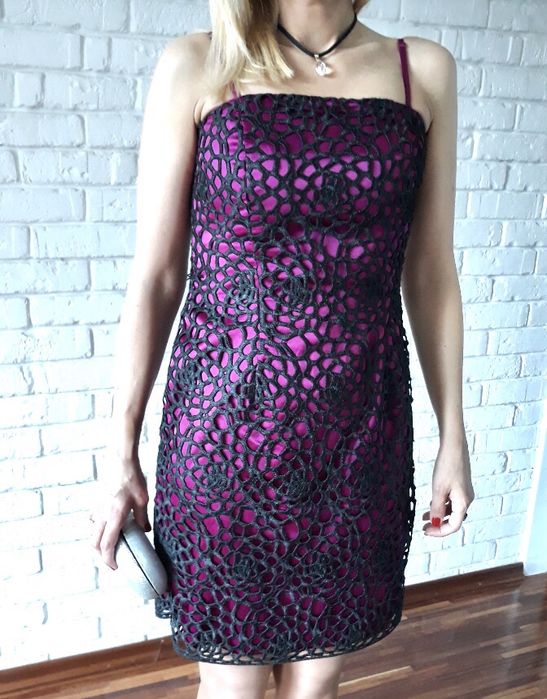 Sukienka na wesele, wieczorowa, r.36, USA, czarna, fuksja