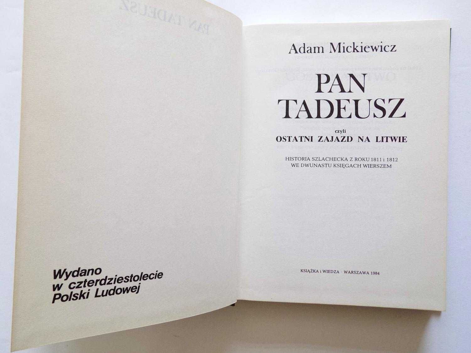 Pan Tadeusz Adam Mickiewicz Ilustracje Andriolli 1984