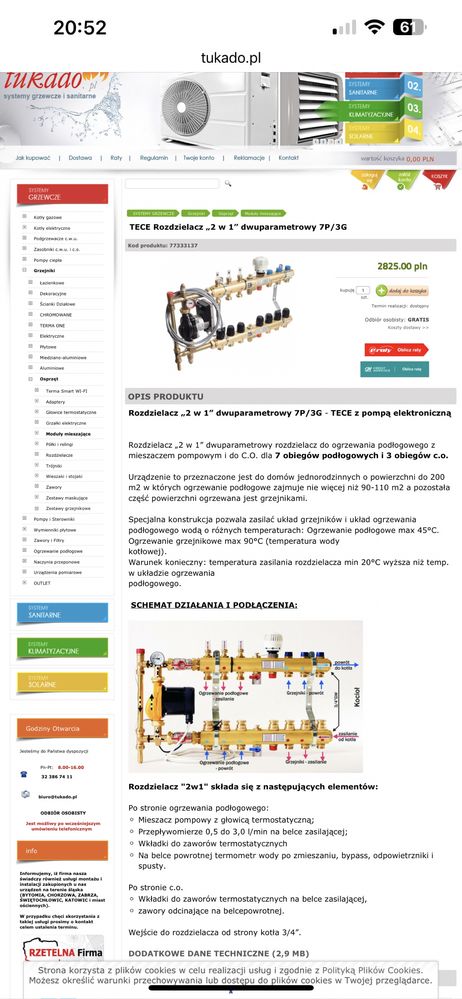 Rozdzielacz „2 w 1” dwuparametrowy 7P/3G - TECE