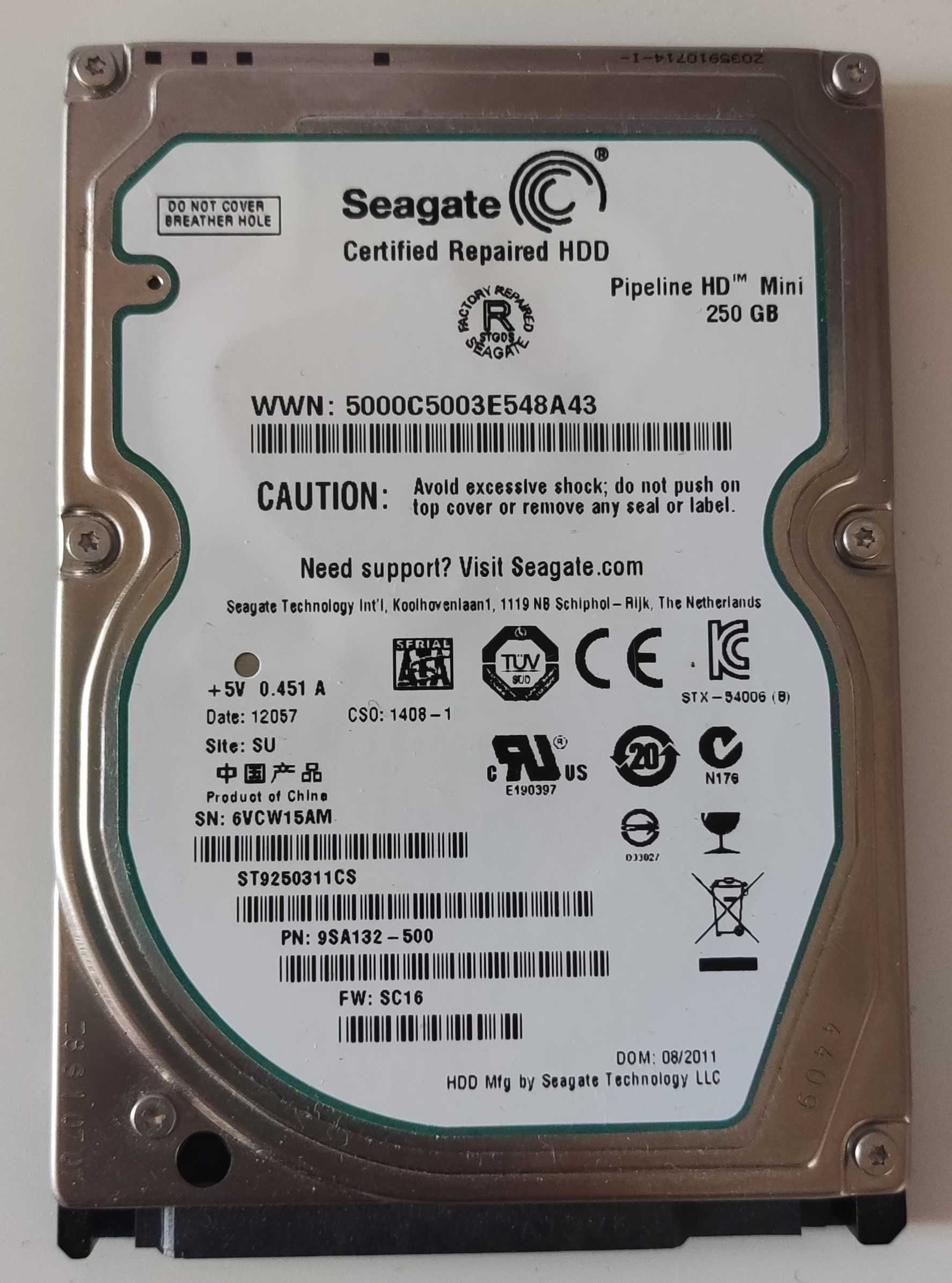 Dysk twardy Seagate - 250 GB , 2,5" , 5200rpm - SPRAWNY