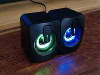 Głośniki Komputerowe HiFi Stereo z Podświetleniem LED