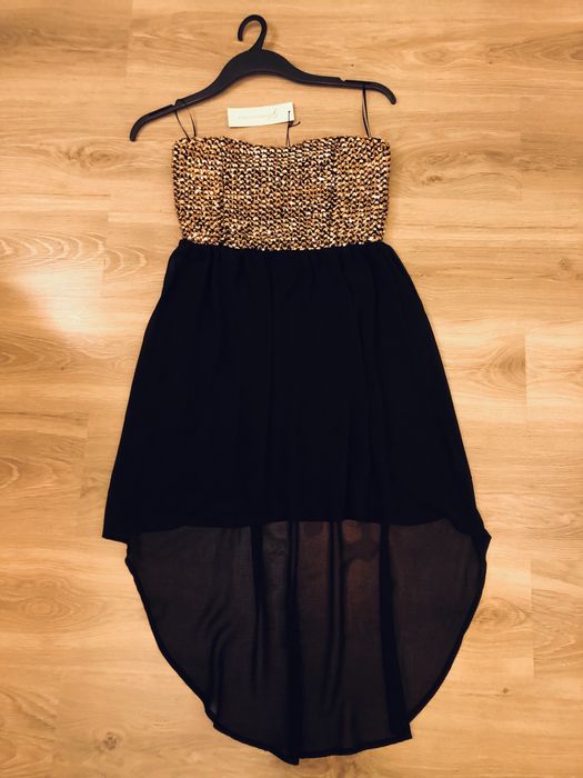 Sukienka sylwestrowa czarna złota Glamorous S / M nowa z metką