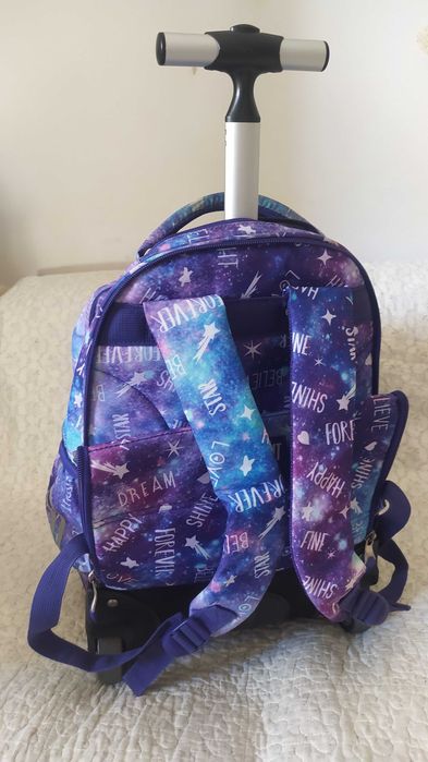 Plecak szkolny na kółkach, Kosmos, fioletowy, St.Right