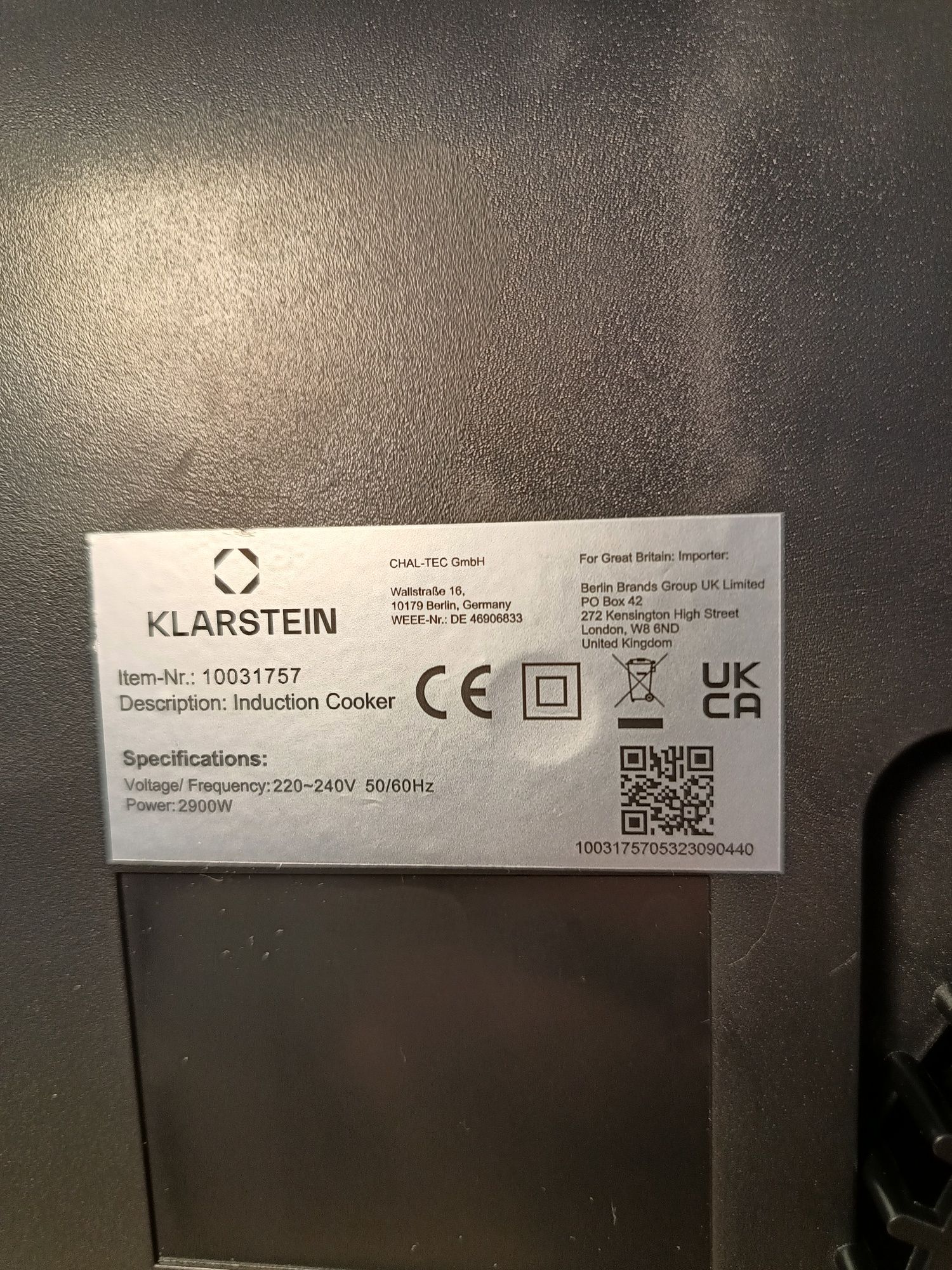 Індукційна плита поверхня Klarstein 10031757 З Німеччини 
Klarstein
