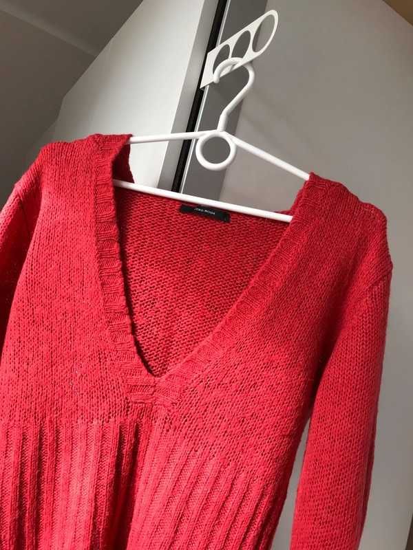 Czerwona bluzka sweter z kapturem vintage L