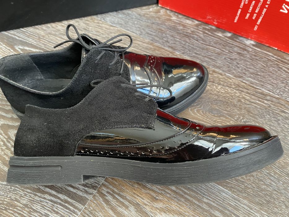 Жіночі оксфорди нат лак+замша р39/25 см устілка (ідеал стан)