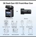 Відеореєстратор Baseus VD1 3K Dash Cam + RearCam 1080p (Black) Global