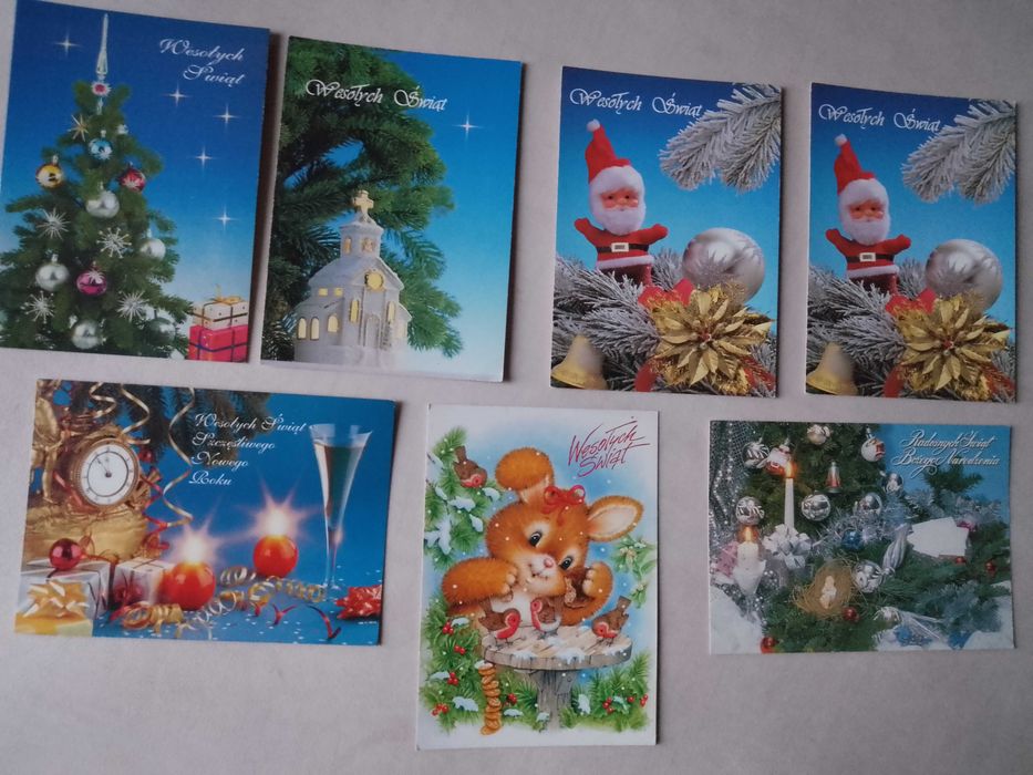 Zestaw starych pocztówek świątecznych 7 sztuk
