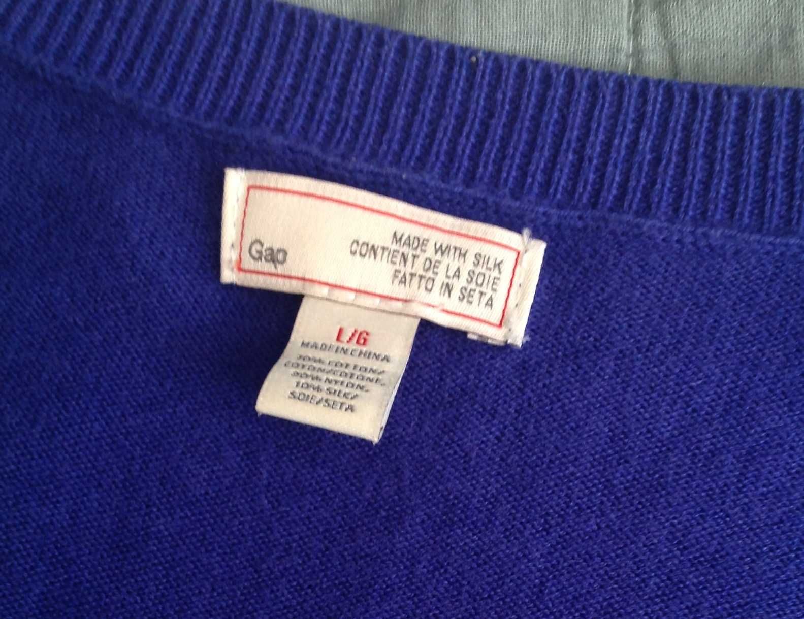 GAP sweter kardigan kobalt z jedwabiem