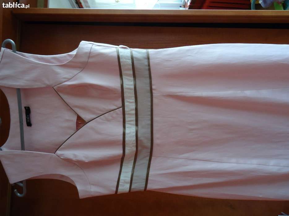 Elegancka sukienka z marynarką, pudrowy róż, rozm.38/40 z
