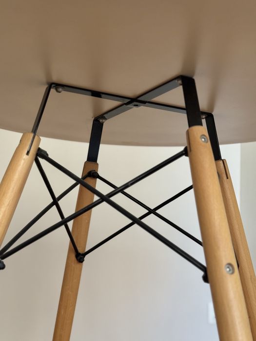 Stół okrągły biały skandynawski 80 cm, drewniane nogi, bardzo stabilny