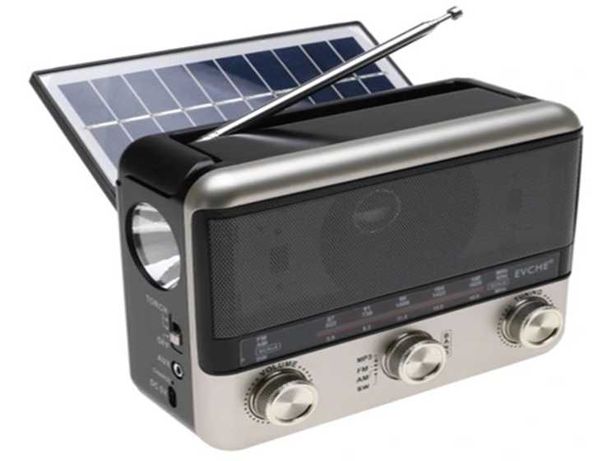 Radio Solarne FM/AM/SW Bluetooth Latarka USB/Karta SD/AUX Akumulator