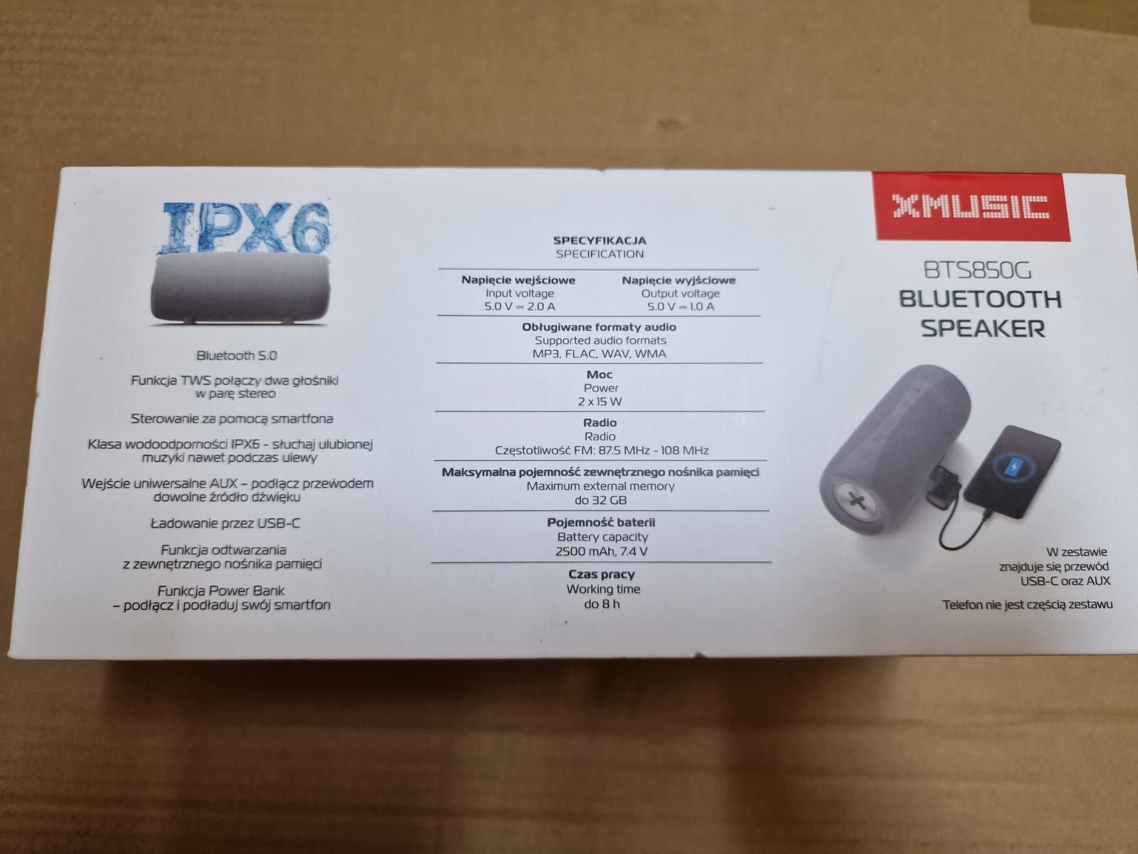 Głośnik bezprzewodowy Bluetooth XMUSIC BTS850G