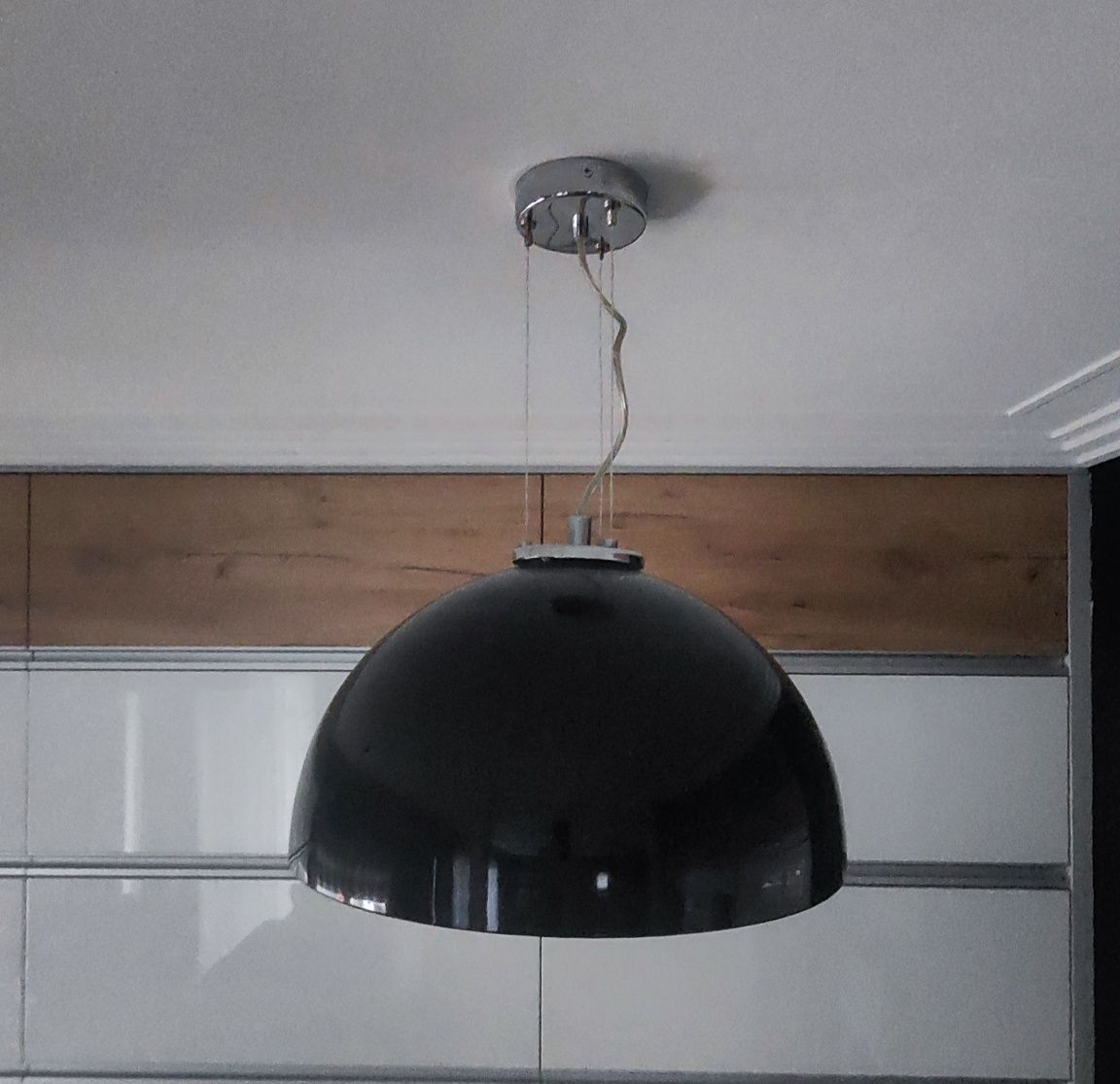 Lampa wisząca, kuchnia,  szkło, czarna, regulowana fi 40 cm