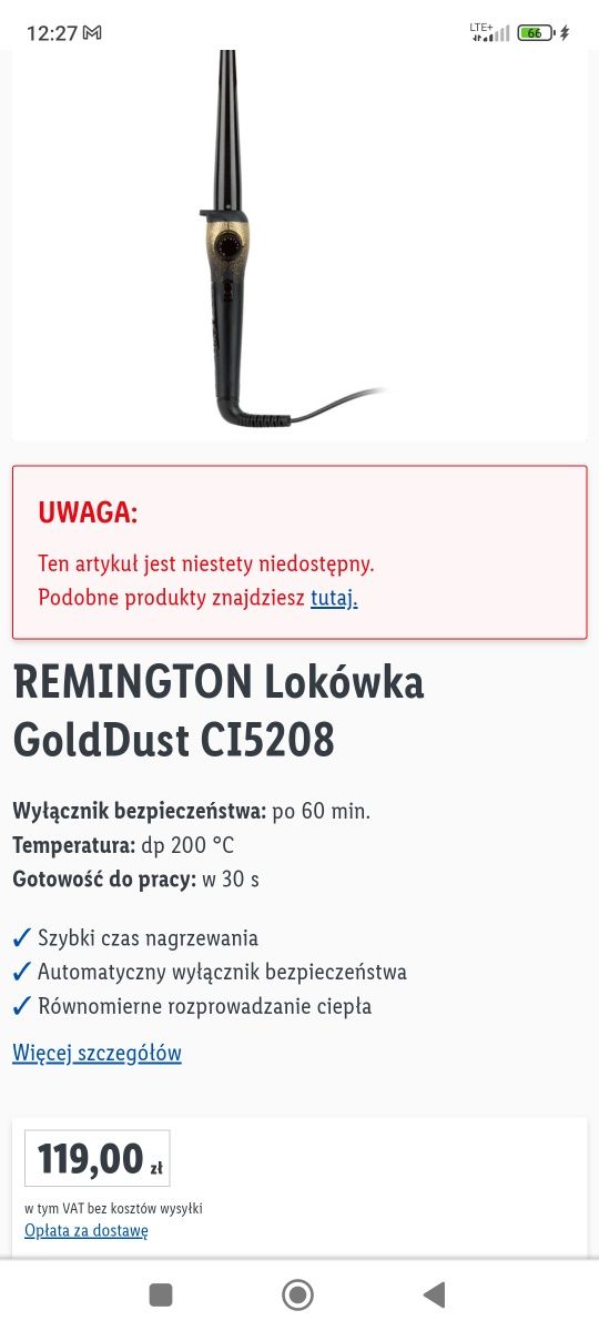 Nowa Lokówka ceramiczna stożkowa Remington Gold dust
