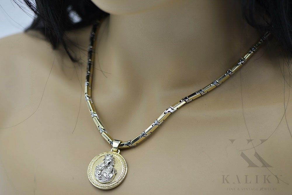 Złot medalik 14k Bozia Matka Boska łańcuszek pm027yw30&cc047yw Poznań