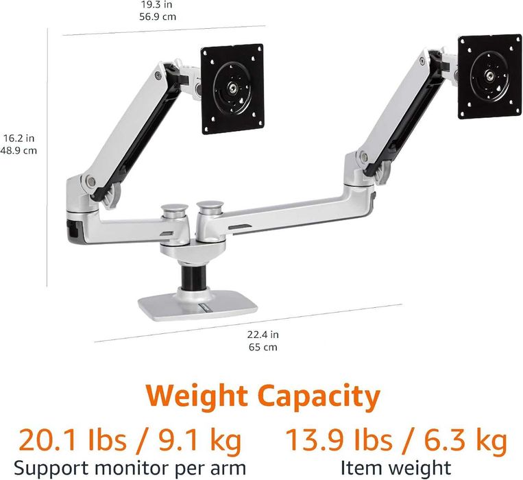 Amazon Basics Premium Dual Monitor Stand, Height-Adjustable Arm64168937179907121