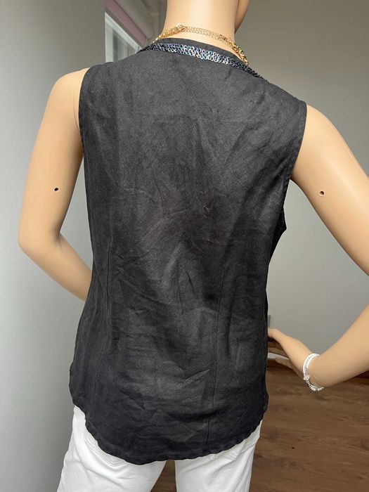 Top H&M 100% Len Letni Czarny Rozmiar L-XL boho old money boho