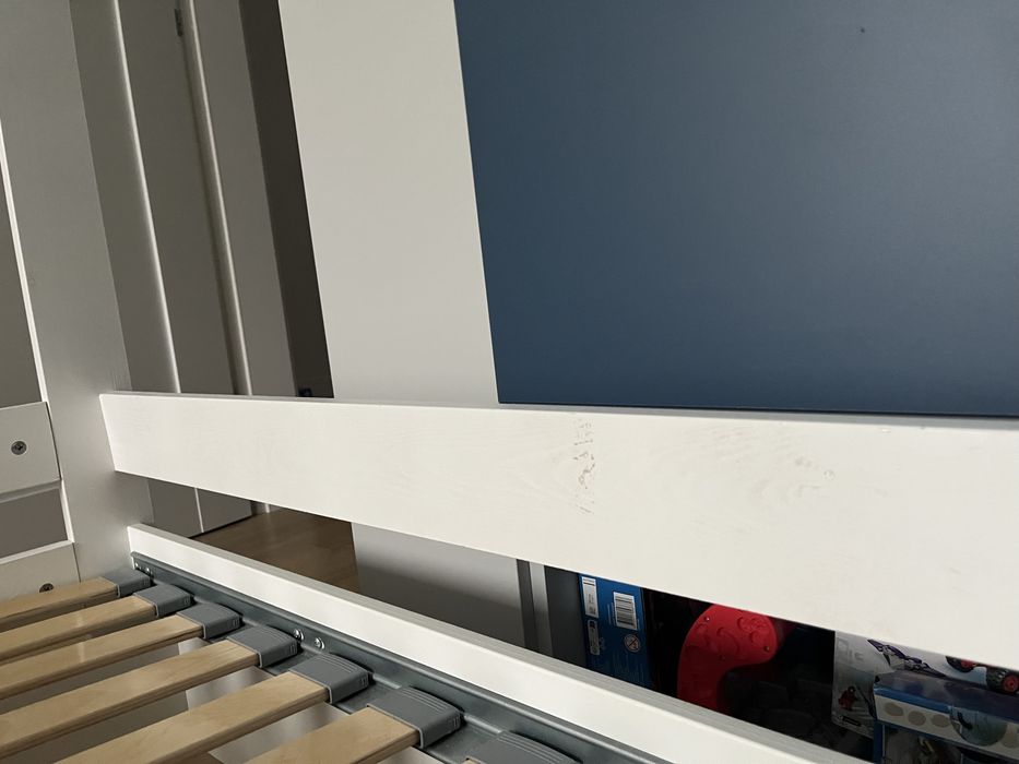 Łózeczko domek drewniany biały z szufladą plus materac łóżko 80x160