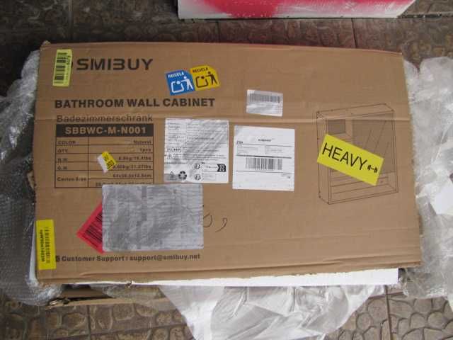 Szafka łazienkowa wisząca z lustrem i półkami bambusowa nowa