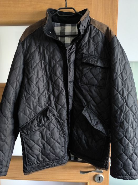 Męska kurtka pikowana czarno-brązowa