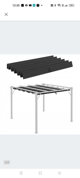 Outsunny Zastępczy Dach do Pergoli 3 x 2,15m, Ciemnoszary